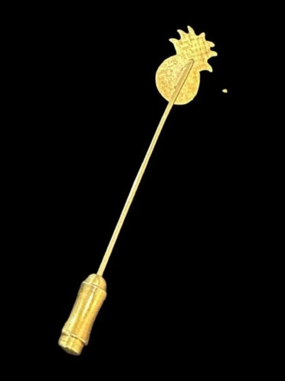 Vintage Pineapple Stick Pin Gold Tone With Green Accent 2.5 Inches Minimalist De
